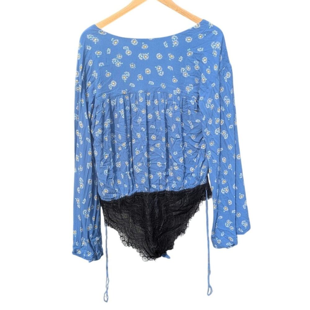 Intimately Free People Women's Body Suit M Boho Boat Neck Sunflower Ballerina